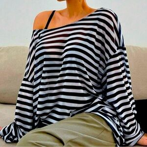 NWT - SHEER SLOUCHY OFF SHOULDER TOP